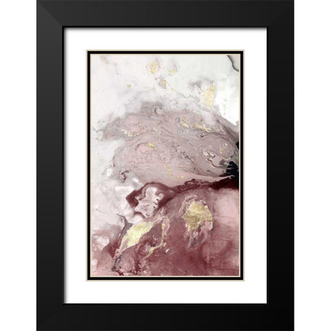 Ocean Splash I Burgundy Version Black Modern Wood Framed Art Print with Double Matting by PI Studio