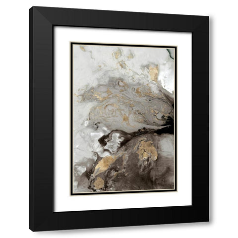 Ocean Splash I Grey Version Black Modern Wood Framed Art Print with Double Matting by PI Studio