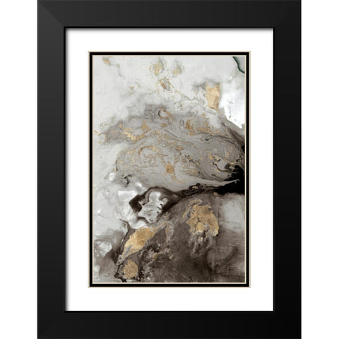 Ocean Splash I Grey Version Black Modern Wood Framed Art Print with Double Matting by PI Studio