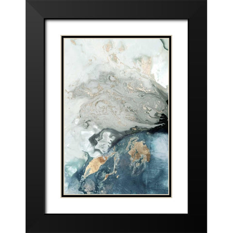 Ocean Splash I Indigo Version Black Modern Wood Framed Art Print with Double Matting by PI Studio