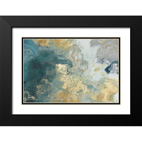 Ocean Splash II Black Modern Wood Framed Art Print with Double Matting by PI Studio