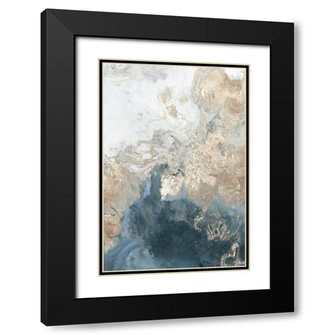 Ocean Splash II Indigo Version Black Modern Wood Framed Art Print with Double Matting by PI Studio