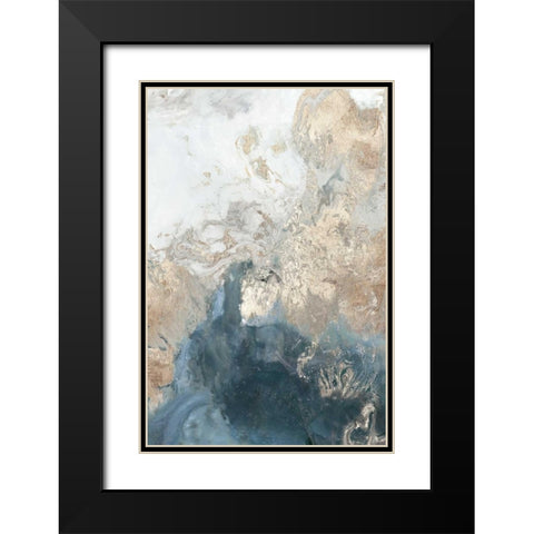 Ocean Splash II Indigo Version Black Modern Wood Framed Art Print with Double Matting by PI Studio