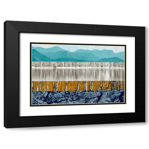 Nature Collage II Black Modern Wood Framed Art Print with Double Matting by PI Studio