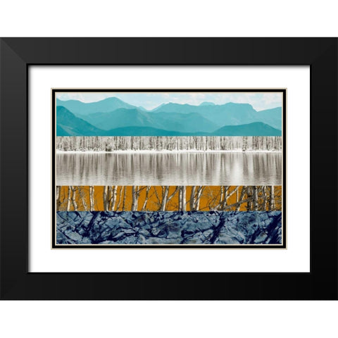 Nature Collage II Black Modern Wood Framed Art Print with Double Matting by PI Studio