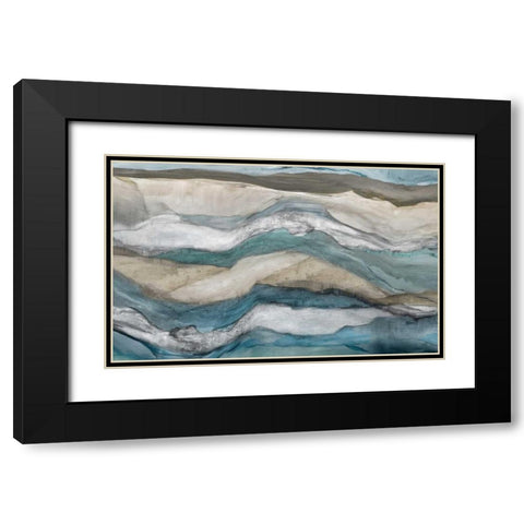 Waves Black Modern Wood Framed Art Print with Double Matting by PI Studio