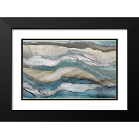 Waves Black Modern Wood Framed Art Print with Double Matting by PI Studio