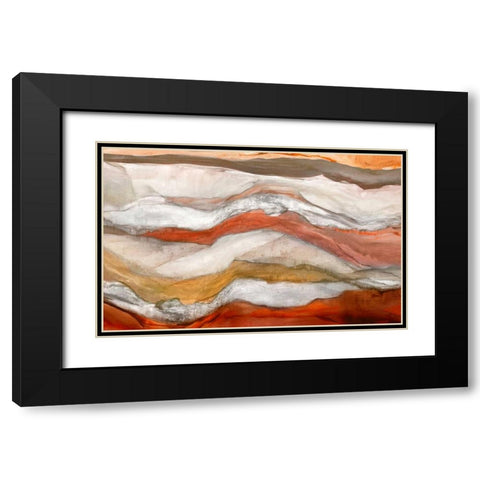 Waves Cinnamon Version Black Modern Wood Framed Art Print with Double Matting by PI Studio