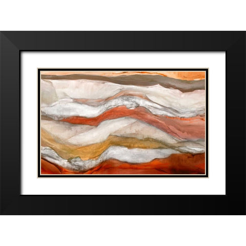 Waves Cinnamon Version Black Modern Wood Framed Art Print with Double Matting by PI Studio