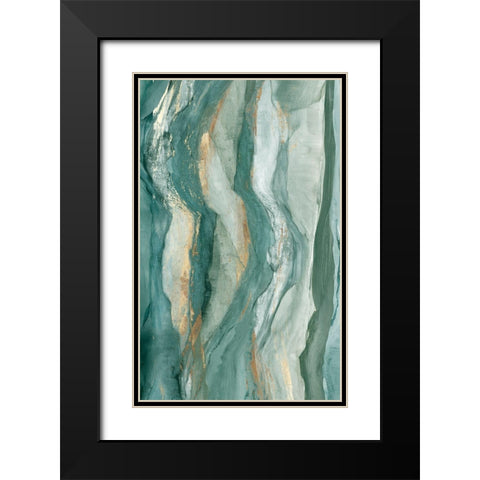 Waves Black Modern Wood Framed Art Print with Double Matting by PI Studio