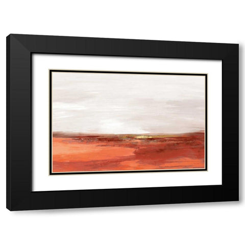 Pastoral Landscape Cinnamon Version Black Modern Wood Framed Art Print with Double Matting by PI Studio