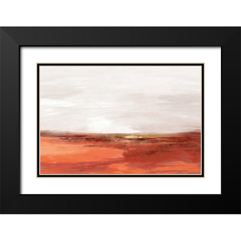 Pastoral Landscape Cinnamon Version Black Modern Wood Framed Art Print with Double Matting by PI Studio