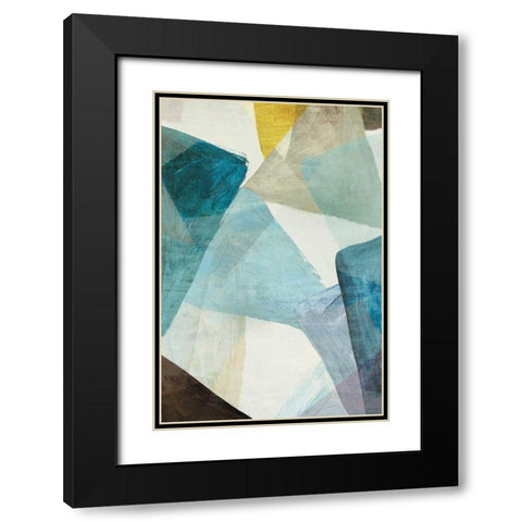 Blue Geometric I Black Modern Wood Framed Art Print with Double Matting by PI Studio