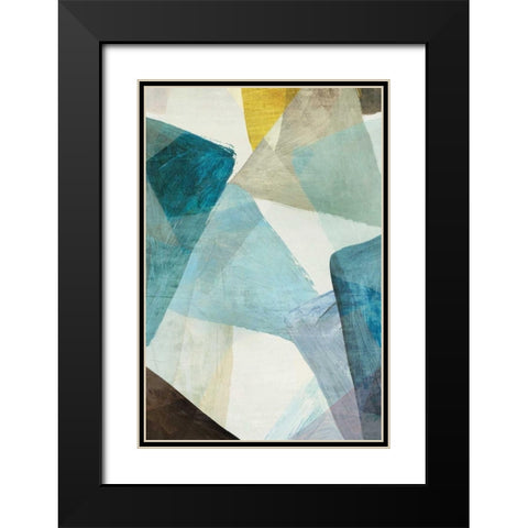 Blue Geometric I Black Modern Wood Framed Art Print with Double Matting by PI Studio