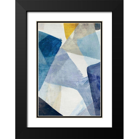 Blue Geometric I Indigo Version Black Modern Wood Framed Art Print with Double Matting by PI Studio