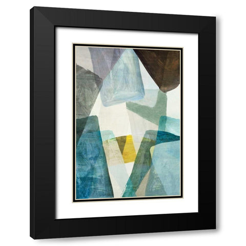 Blue Geometric II Black Modern Wood Framed Art Print with Double Matting by PI Studio