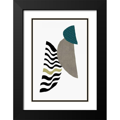 Wave Black Modern Wood Framed Art Print with Double Matting by PI Studio