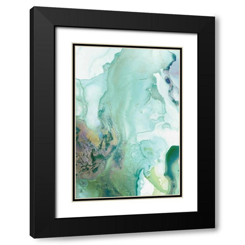 Mint Bubbles III Black Modern Wood Framed Art Print with Double Matting by PI Studio