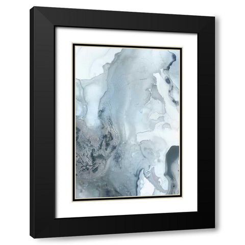 Mint Bubbles III Indigo Version Black Modern Wood Framed Art Print with Double Matting by PI Studio