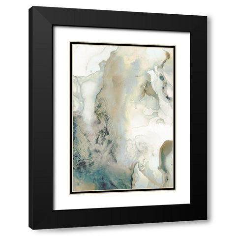 Mint Bubbles III Neutral Version Black Modern Wood Framed Art Print with Double Matting by PI Studio