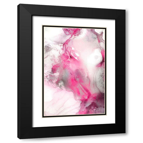 Mint Bubbles IV Blush Version Black Modern Wood Framed Art Print with Double Matting by PI Studio