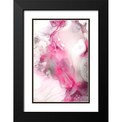 Mint Bubbles IV Blush Version Black Modern Wood Framed Art Print with Double Matting by PI Studio