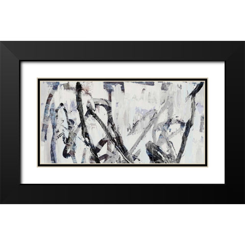 Gestural I Black Modern Wood Framed Art Print with Double Matting by PI Studio