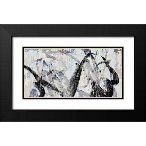 Gestural II Black Modern Wood Framed Art Print with Double Matting by PI Studio