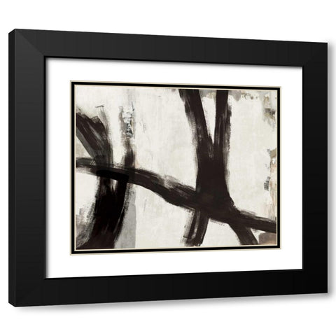 Brush II Black Modern Wood Framed Art Print with Double Matting by PI Studio