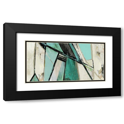 Warm Geometric I - Teal Version Black Modern Wood Framed Art Print with Double Matting by PI Studio