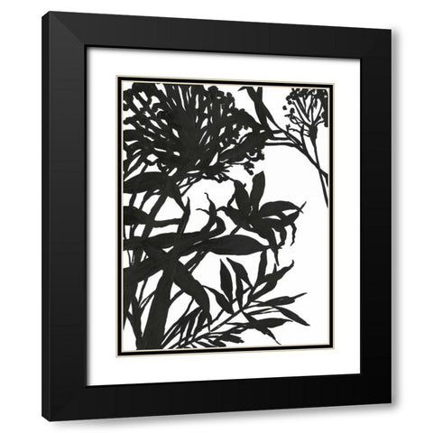 Monochrome Foliage I Black Modern Wood Framed Art Print with Double Matting by PI Studio