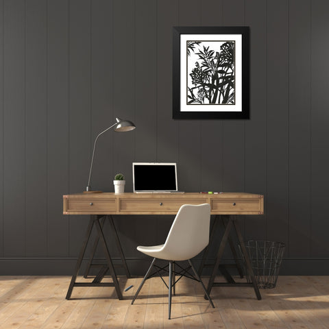 Monochrome Foliage II Black Modern Wood Framed Art Print with Double Matting by PI Studio