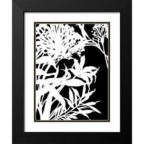 Monochrome Foliage III Black Modern Wood Framed Art Print with Double Matting by PI Studio