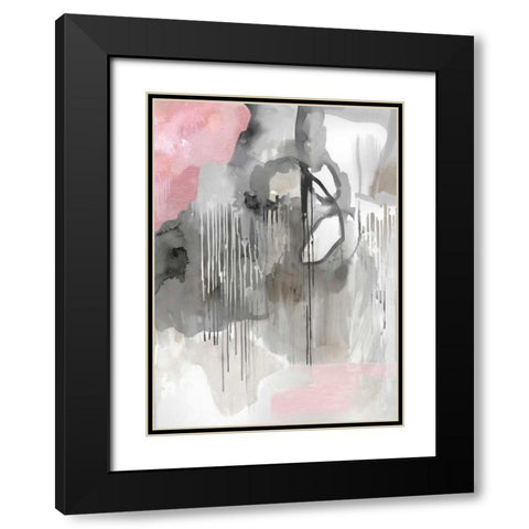Muted Abstract Black Modern Wood Framed Art Print with Double Matting by PI Studio