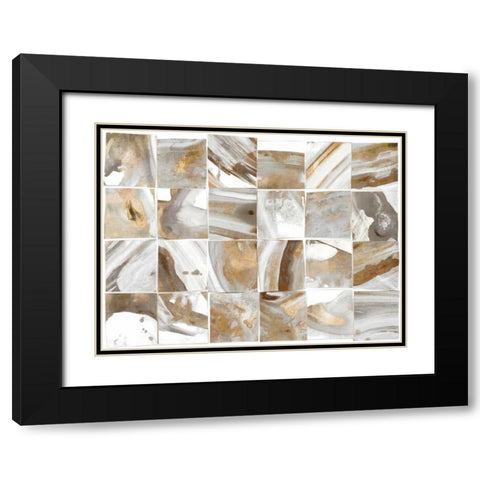 Marbled Tiles Black Modern Wood Framed Art Print with Double Matting by PI Studio