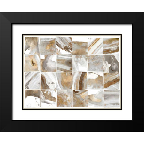 Marbled Tiles Black Modern Wood Framed Art Print with Double Matting by PI Studio