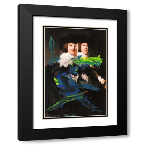Blue Vanguard II Black Modern Wood Framed Art Print with Double Matting by PI Studio