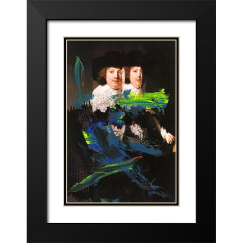 Blue Vanguard II Black Modern Wood Framed Art Print with Double Matting by PI Studio