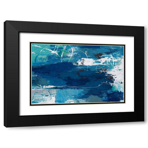 Blue Abstractions Black Modern Wood Framed Art Print with Double Matting by PI Gallerie