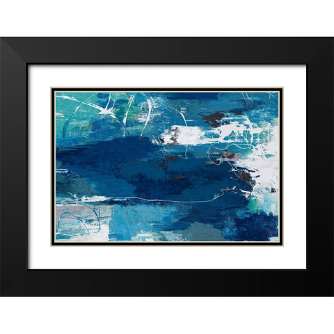 Blue Abstractions Black Modern Wood Framed Art Print with Double Matting by PI Gallerie