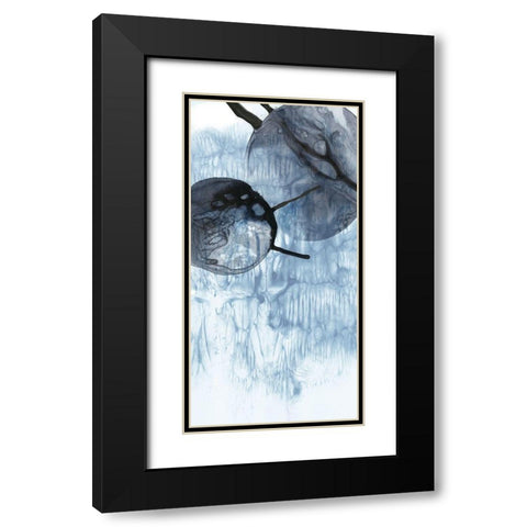 Dripping Circles II Black Modern Wood Framed Art Print with Double Matting by PI Studio