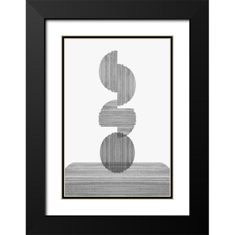 Gray on Gray III Black Modern Wood Framed Art Print with Double Matting by PI Studio