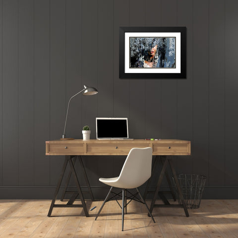 Lace Face  Black Modern Wood Framed Art Print with Double Matting by PI Studio