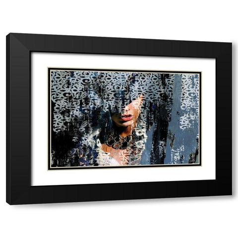 Lace Face  Black Modern Wood Framed Art Print with Double Matting by PI Studio
