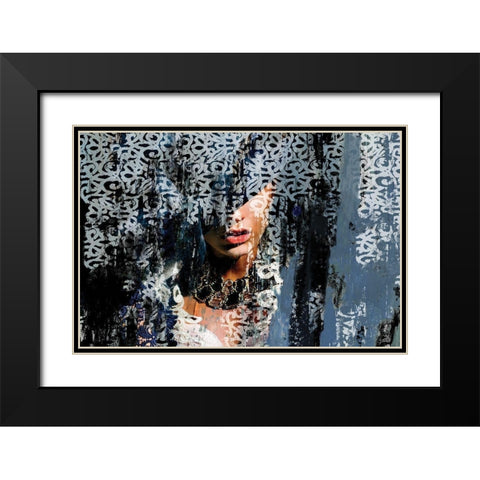 Lace Face  Black Modern Wood Framed Art Print with Double Matting by PI Studio