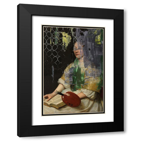 Lady in Yellow  Black Modern Wood Framed Art Print with Double Matting by PI Studio