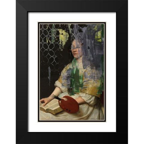 Lady in Yellow  Black Modern Wood Framed Art Print with Double Matting by PI Studio