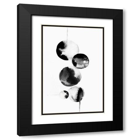 Dripping Bubbles I  Black Modern Wood Framed Art Print with Double Matting by PI Studio