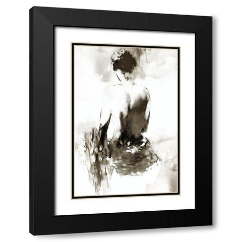 Ink Lady  Black Modern Wood Framed Art Print with Double Matting by PI Studio