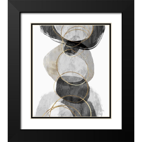 Conglomerate II Black Modern Wood Framed Art Print with Double Matting by PI Studio